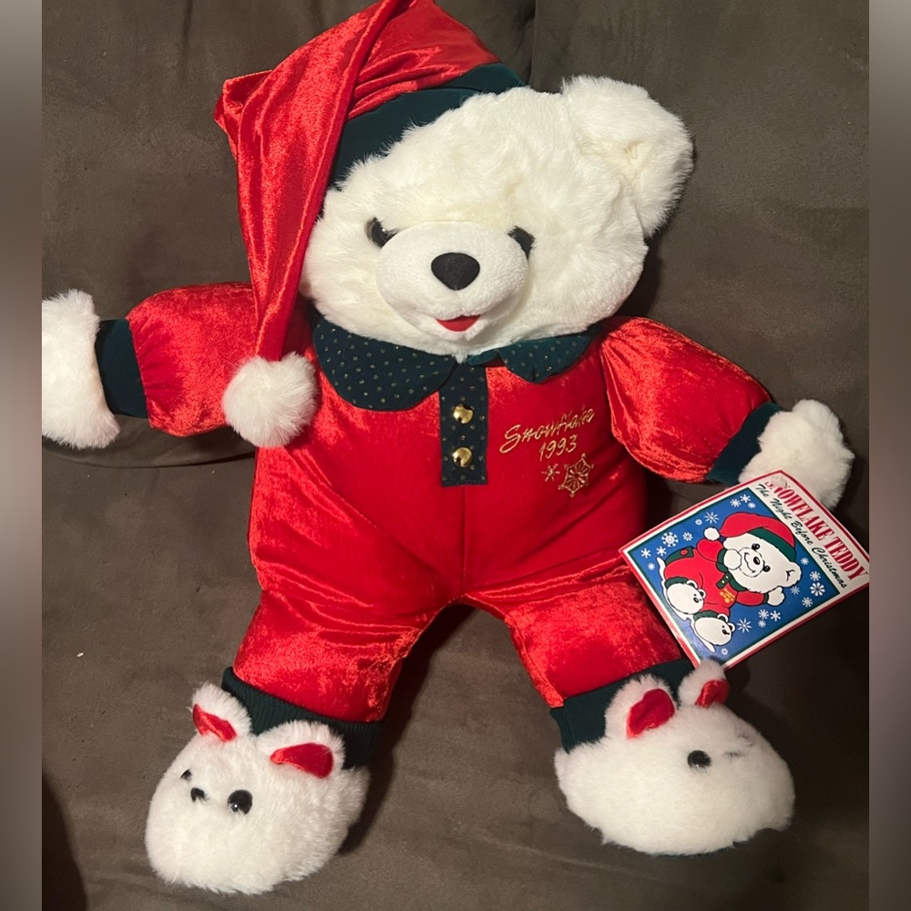 Snowflake 1993 Christmas Bear W/ Book